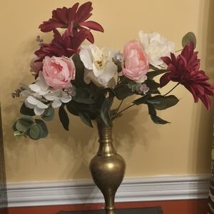 India Boutique Elegant Faux Floral Display in Gold Vase
